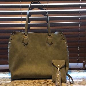 Large Steve Madden Olive Tote & new Phone holder
